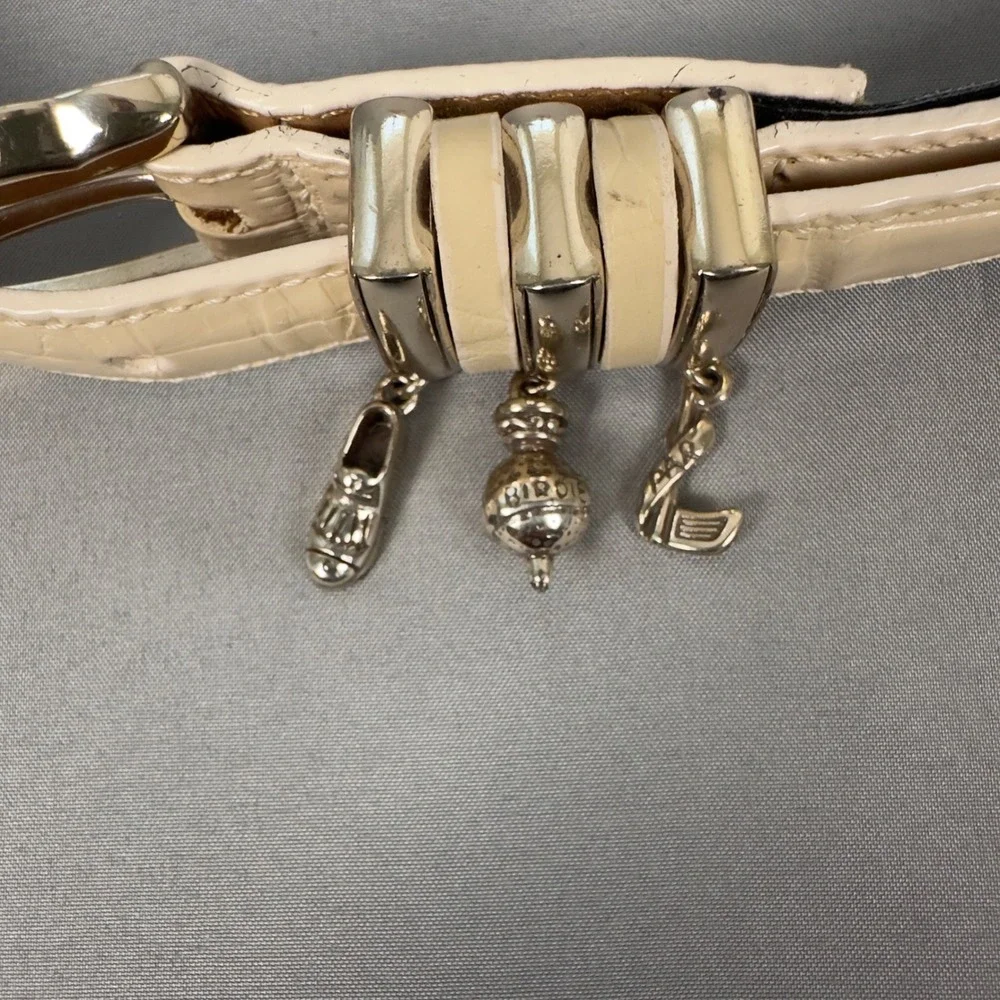 Brighton Belt Womens Golf Charm Cream Croc Embossed Leather Silver Buckle 32